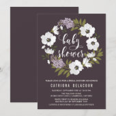 Lila Anemone Floral Wreator Baby shower Kaart (Voorkant / Achterkant)