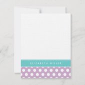 Lila & Aqua Ribbon Polka Dots Monogram Note Kaart Notitiekaartje (Voorkant)