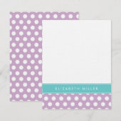 Lila & Aqua Ribbon Polka Dots Monogram Note Kaart Notitiekaartje (Voorkant / Achterkant)