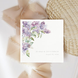 Lila aquarel bloem botanisch bruiloftspapier servet
