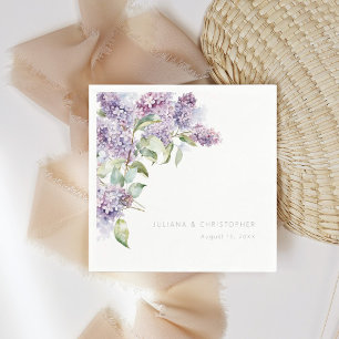 Lila aquarel bloem botanisch bruiloftspapier servet