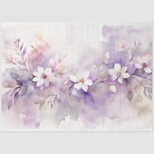 Lila Aquarel Bloemen 18b Decoupage Tissuepapier (Voorkant)