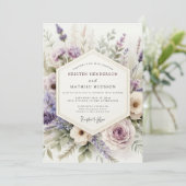 Lila Aquarel Bloemen Bruiloft Kaart (Staand voorkant)