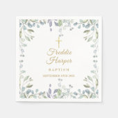 Lila aquarel bloemen doop servet (Voorkant)