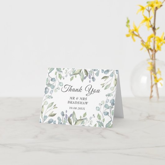 Lila aquarel bloemenbruiloft dank u kaart (Gele Bloem)