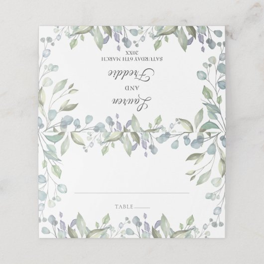 Lila aquarel bloemenbruiloft plaatskaartje (Buitenkant ongevouwen)