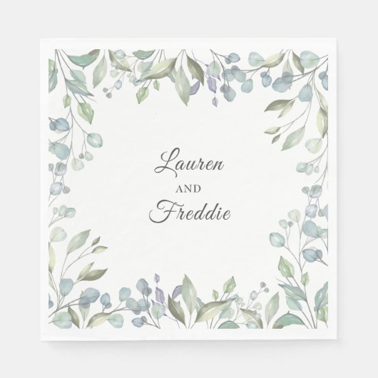 Lila aquarel bloemenbruiloft servet (Voorkant)