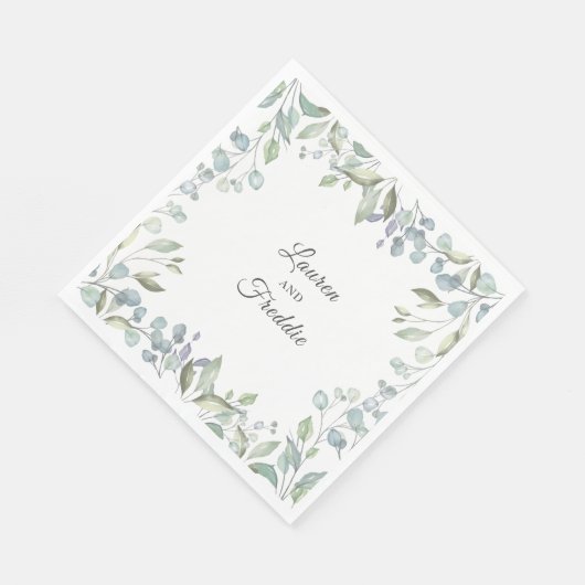 Lila aquarel bloemenbruiloft servet (Hoek)