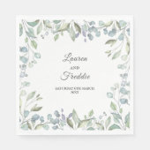 Lila aquarel bloemenbruiloft servet (Voorkant)