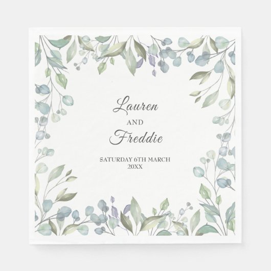 Lila aquarel bloemenbruiloft servet (Voorkant)