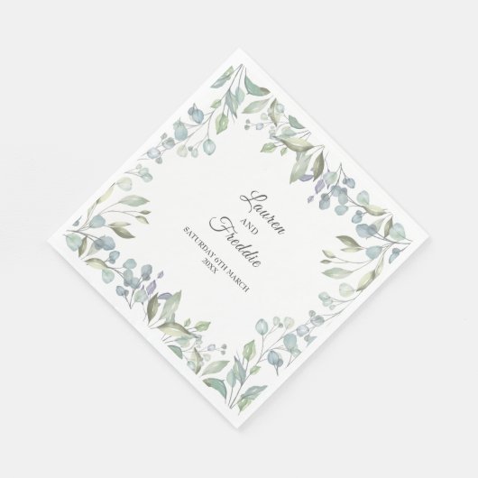 Lila aquarel bloemenbruiloft servet (Hoek)