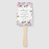 Lila aquarel bloemrijke elegante trouwprogramma handwaaier (Voorkant)