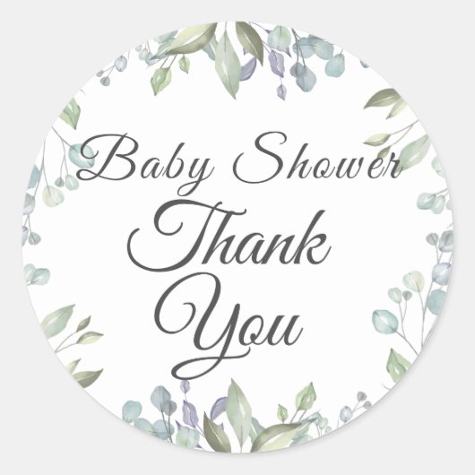 Lila aquarel Floral Baby shower Dank u Ronde Sticker (Voorkant)