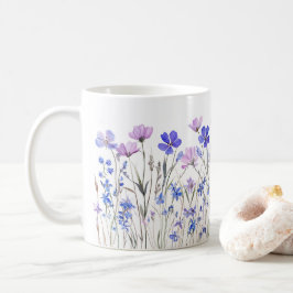 Lila Aquarell Blumenwiese Keramiktasse  Koffiemok