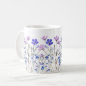 Lila Aquarell Blumenwiese Keramiktasse Koffiemok (Voorkant links)
