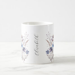 Lila Aquarell Wildblumen Tasse mit Namen Koffiemok