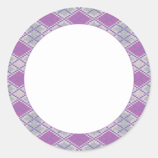 LILA ARGYLE GEBREIDE 3" ronde Stickers (Voorkant)