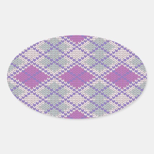 LILA ARGYLE GEBREIDE ovale Stickers (Voorkant)