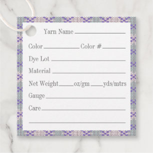 LILA ARGYLE KNIT 2" Vierkante garen Labels