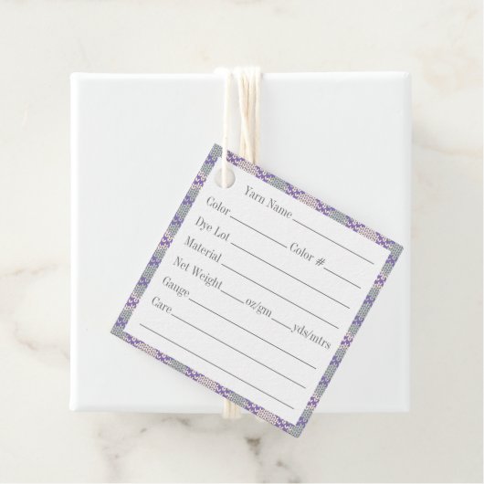 LILA ARGYLE KNIT 2" Vierkante garen Labels (In situ)