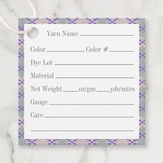 LILA ARGYLE KNIT 2" Vierkante garen Labels (Voorkant)