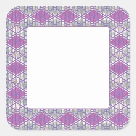 LILA ARGYLE KNIT 3" Vierkante Stickers (Voorkant)