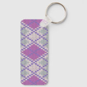 LILA ARGYLE KNIT Rechthoek Aluminium Sleutelhanger (Achterkant)