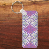 LILA ARGYLE KNIT Rechthoek Aluminium Sleutelhanger (Voorkant)