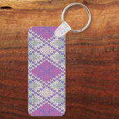 LILA ARGYLE KNIT Rechthoek Aluminium Sleutelhanger (Achterkant)