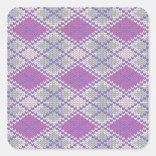LILA ARGYLE KNIT Small Square Stickers
