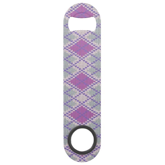 LILA ARGYLE KNIT Speed Fles Opener Flessenopener (Voorkant)