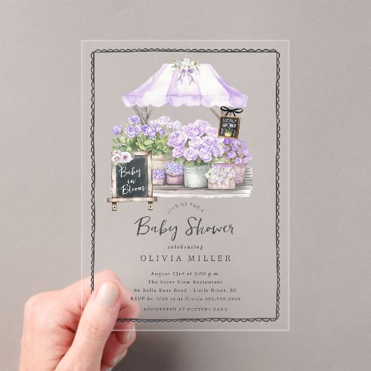 Lila Baby Bloom Douche Uitnodiging (Insitu (Draagbaar))