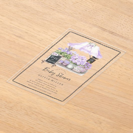 Lila Baby Bloom Douche Uitnodiging (Laagn)