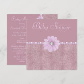  Lila Baby shower Bling Flowers & Pearls Kaart (Voorkant / Achterkant)