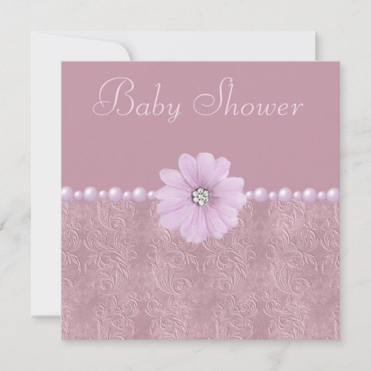  Lila Baby shower Bling Flowers & Pearls Kaart (Voorkant)