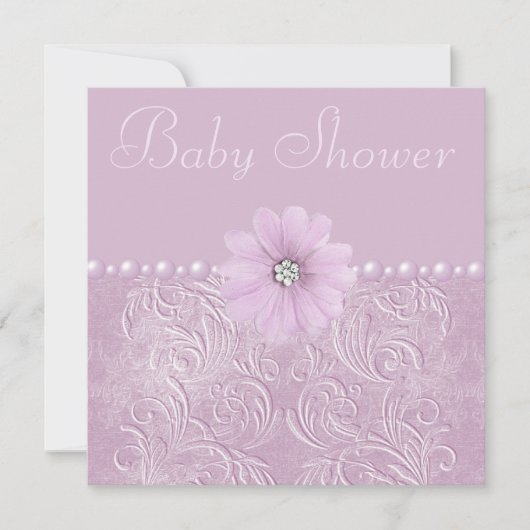  Lila Baby shower Bling Flowers & Pearls Kaart (Voorkant)