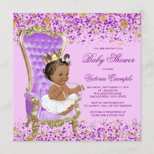 Lila Baby shower Gold Princess Kaart