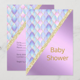 LILA BABY SHOWER INVITATIE Gold Kaart