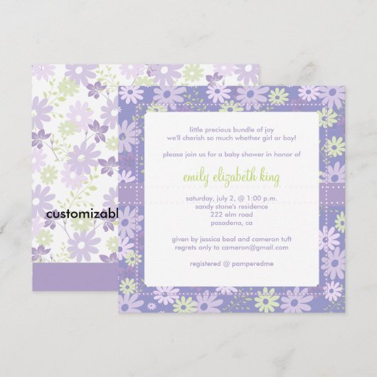 Lila ~ baby shower tuin kaart (Voorkant / Achterkant)