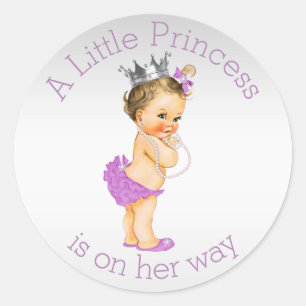Lila Baby shower van Little Princess Ronde Sticker