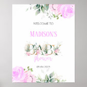 Lila Baby shower Welkomstteken Poster (Voorkant)