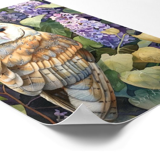 Lila Barn Owl Afdrukken & Downloadbaar Poster (Hoek)