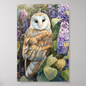 Lila Barn Owl Afdrukken & Downloadbaar Poster (Voorkant)