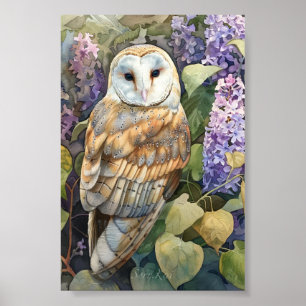Lila Barn Owl Afdrukken & Downloadbaar Poster