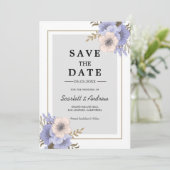 Lila & Beige Bloemen sparen de Uitnodiging van de (Staand voorkant)