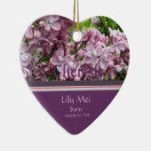 Lila bekendmaking geboorte keramisch ornament (Rechts)