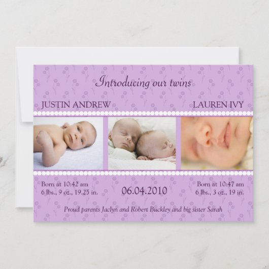 Lila bekendmaking van Pearl Twins Aankondiging (Voorkant)