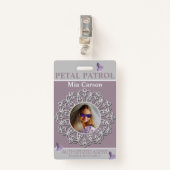 Lila benzinepatrouille Bloemenmeisje-badge Badge (Voorkant met clip)