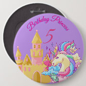Lila Birthday Princess Button (Voorkant /achterkant)