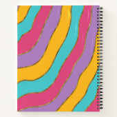 Lila Blauw Geel Roze Groovy Gouden Strepen Custom Notitieboek (Achterkant)